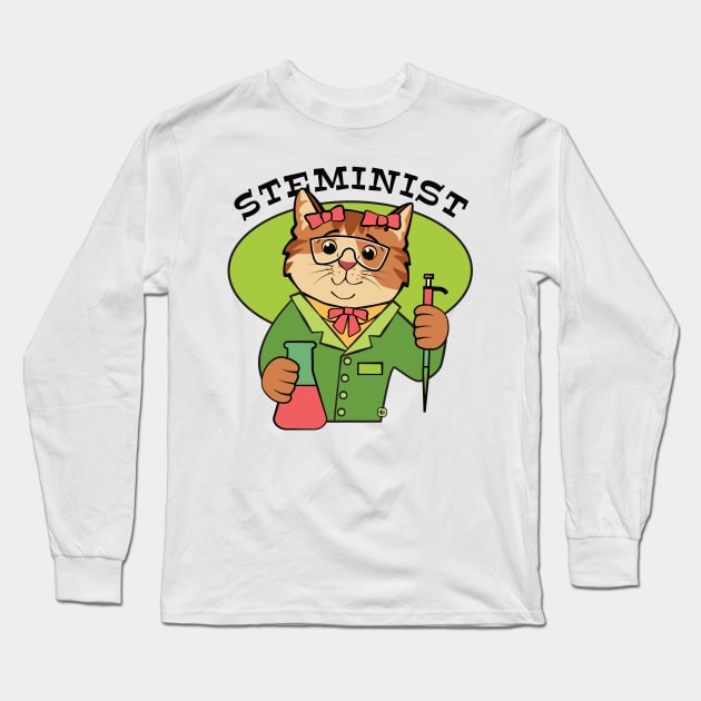 Steminist Cat Long Sleeve T-Shirt by Sue Cervenka